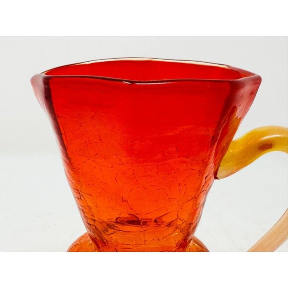 Vtg KANAWHA CRACKLE GLASS AMBERINA 8 Sided Mini Ewer Cruet Pitcher Octogonal - Picture 9 of 10